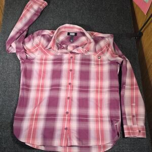 Duluth Trading Alaskan Hardgear Plaid Shirt L Pink purple